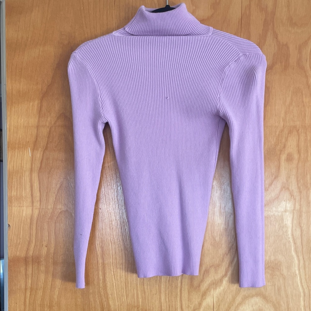 SHEIN Lilac Ribbed Turtleneck Sweater